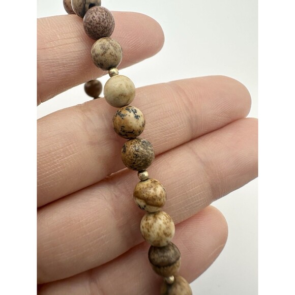 Vintage 12k Gold Filled 6mm Jasper Beaded Bracelet 6.75” - Picture 4 of 6